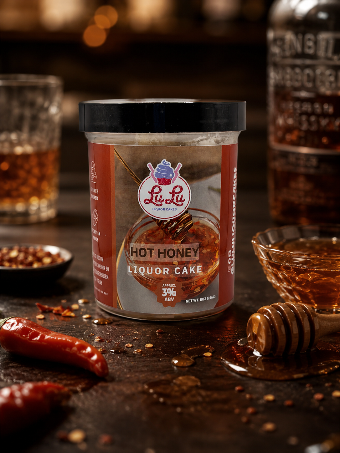 Hot Honey Liquor Cake Jar