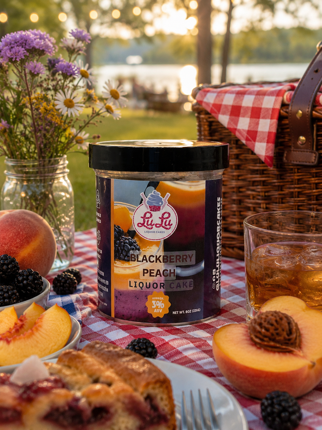 Blackberry Peach Liquor Cake Jar