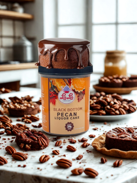 Black Bottom Pecan Pie Liquor Cake Jar