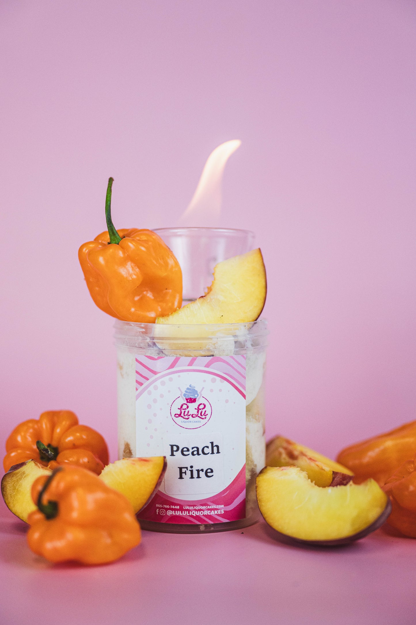 Peach Fire Liquor Cake Jar