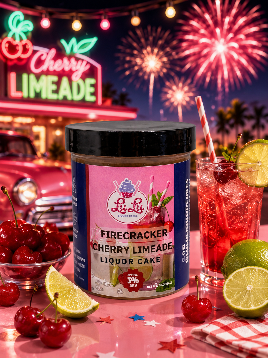 Fire Cracker Cherry Limeade Liquor Cake Jar