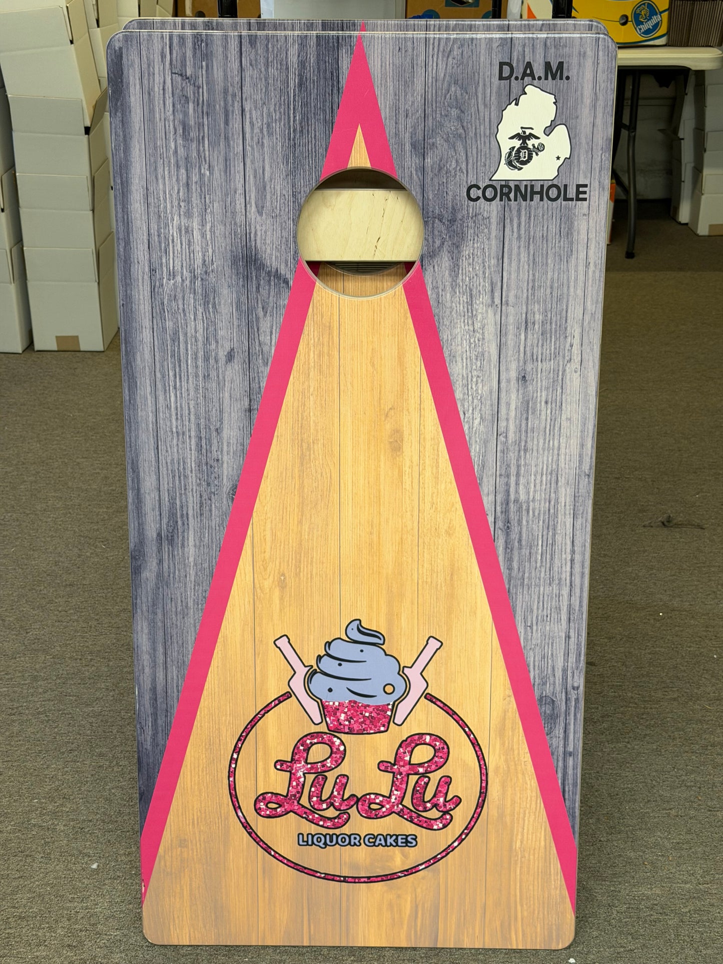 SWEET STAKES ENTRY TO WIN Lulu Liquor Cake BRANDED CORNHOLE BOARDS