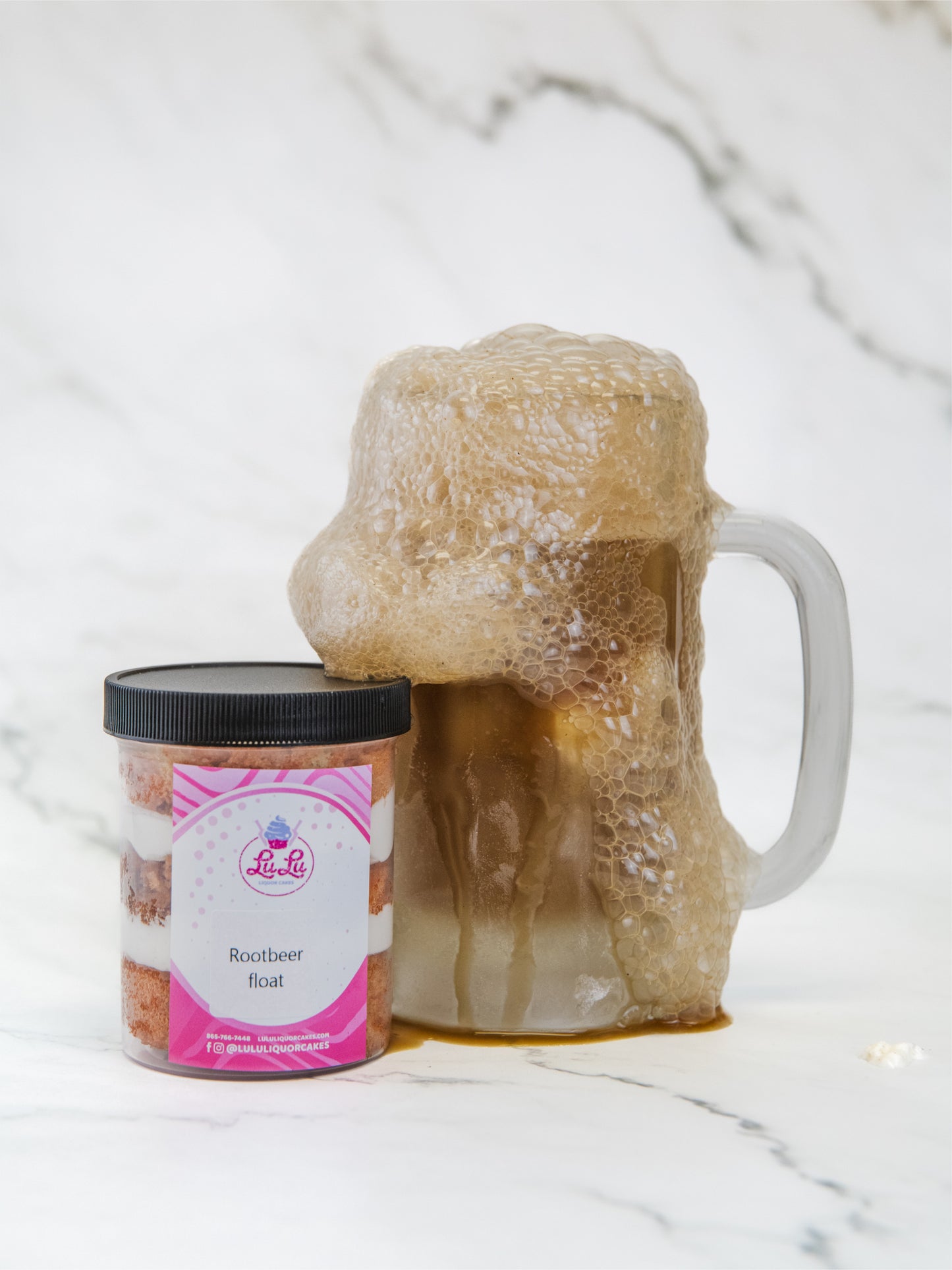 Rootbeer Float Liquor Cake Jar