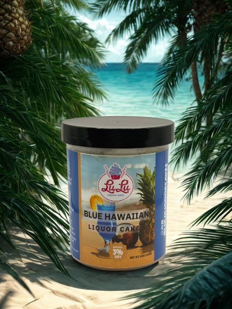 Blue Hawaiian Liquor Cake Jar