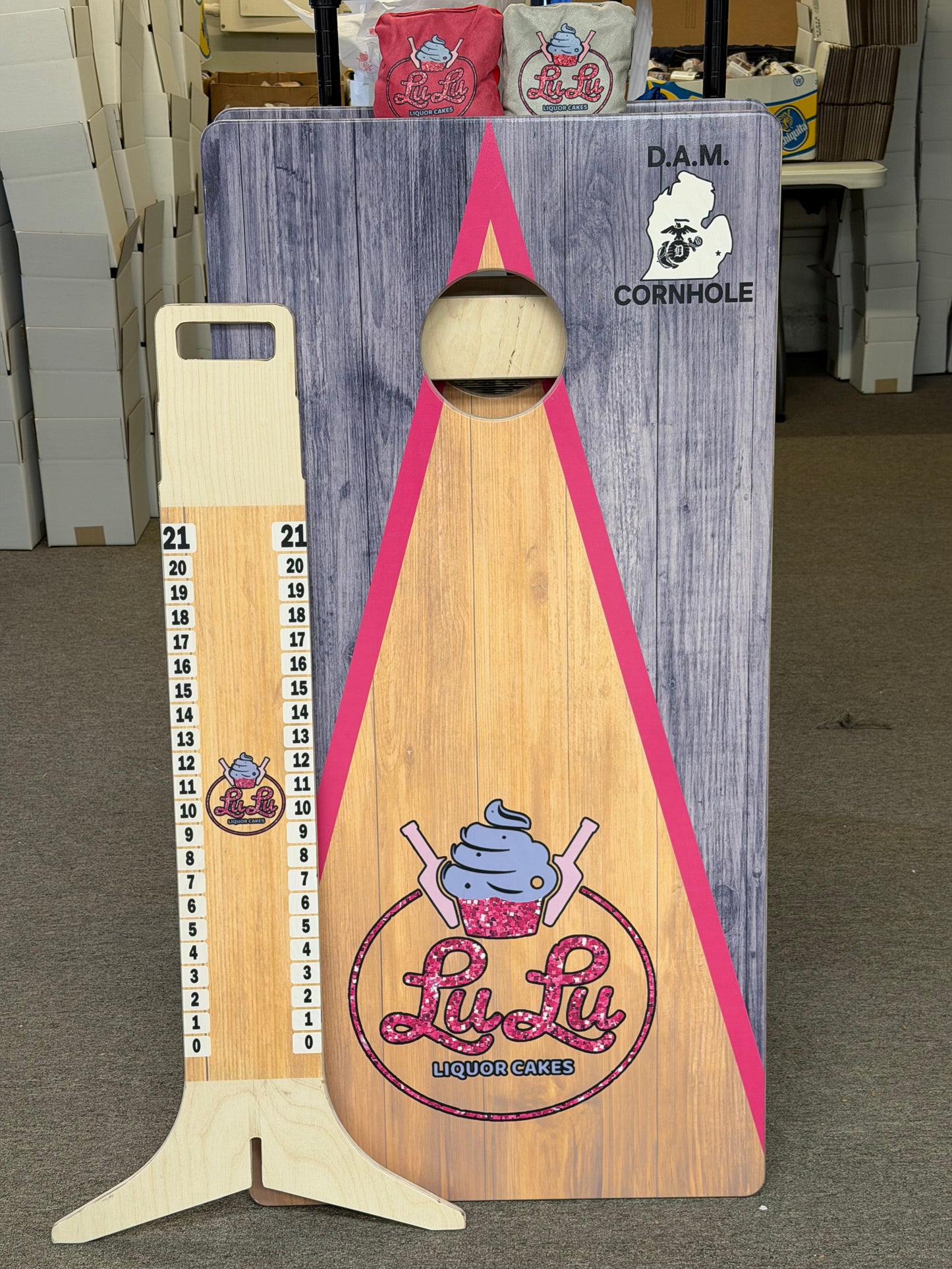 SWEET STAKES ENTRY TO WIN Lulu Liquor Cake BRANDED CORNHOLE BOARDS