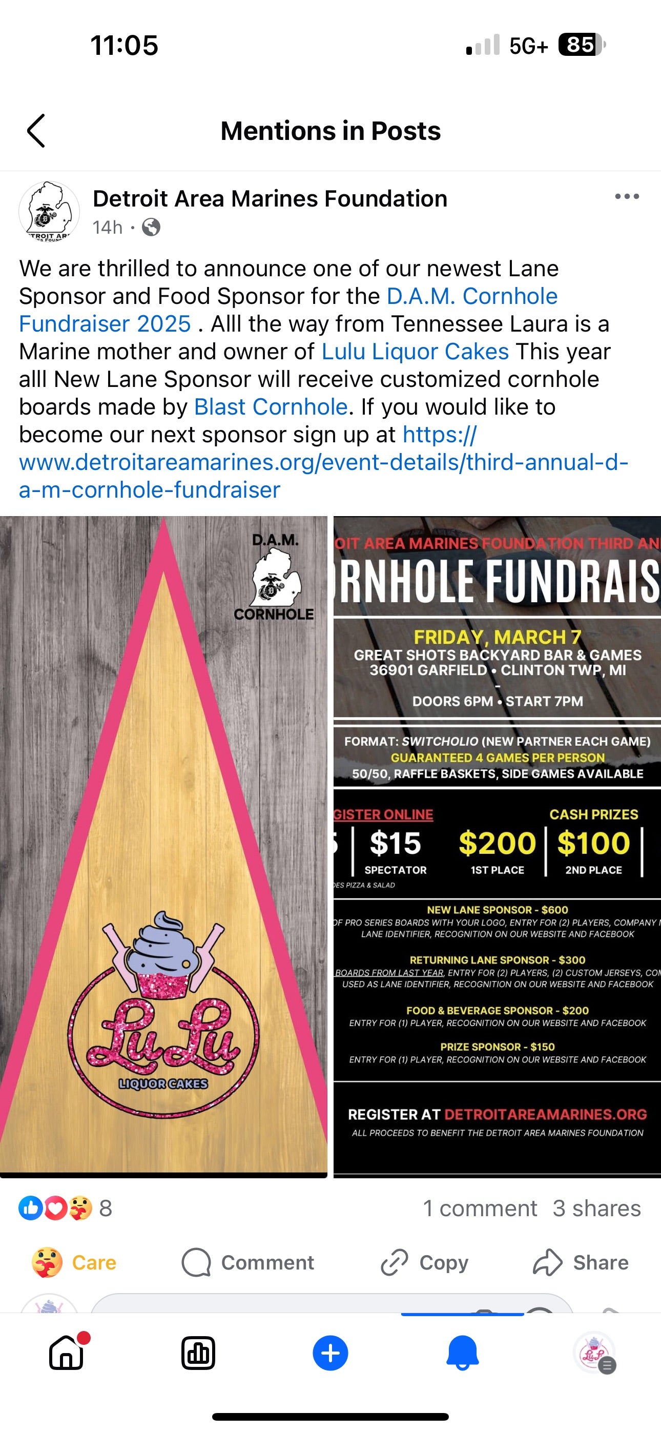 SWEET STAKES ENTRY TO WIN Lulu Liquor Cake BRANDED CORNHOLE BOARDS